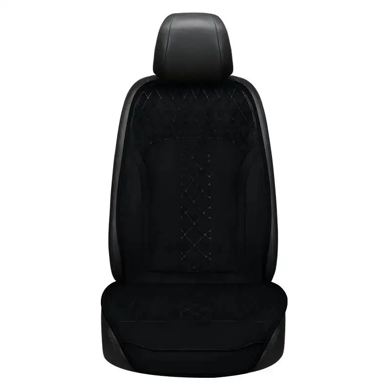 Black 1 Pcs Автомобильная нагревательная Подушка зимняя плюшевая цельная Удобная теплая Автомобильная электромассажер на Автокресло Подушка 12 В автомобильная универсальная накидка на сидение с подогревом - Название цвета: Black 1 Pcs
