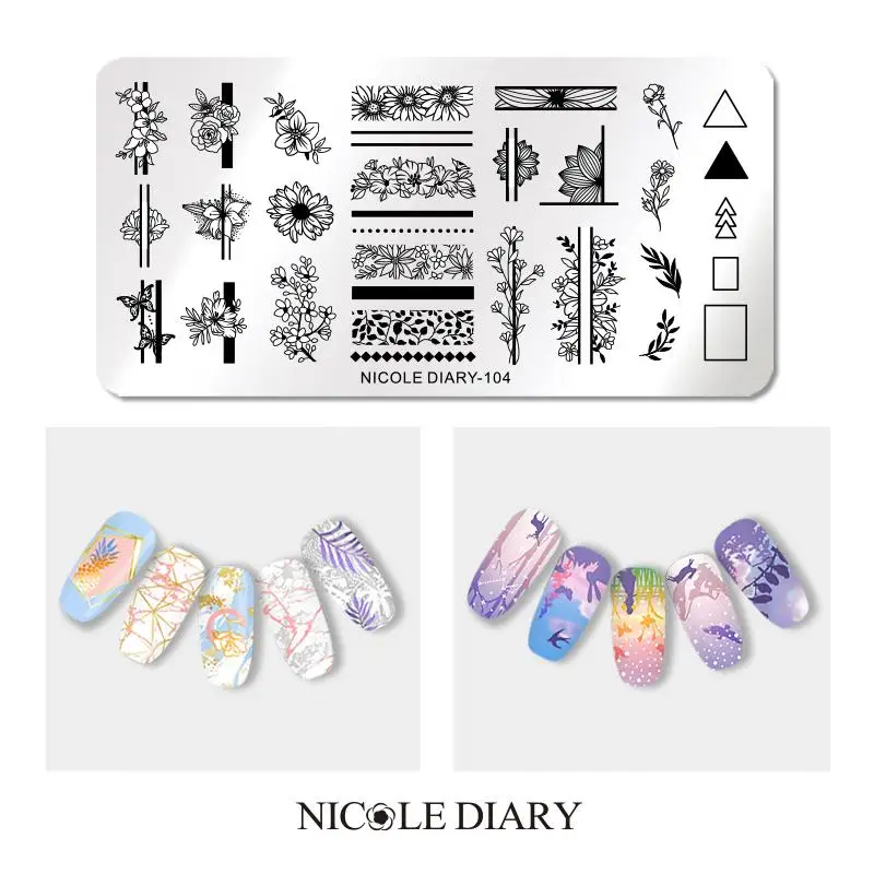 Николь дневник прямоугольник ногтей штамповки пластины из нержавеющей стали