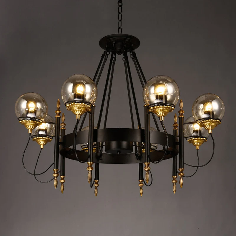 Стеклянная люстра в стиле индустрии американская Ретро железная лампа для