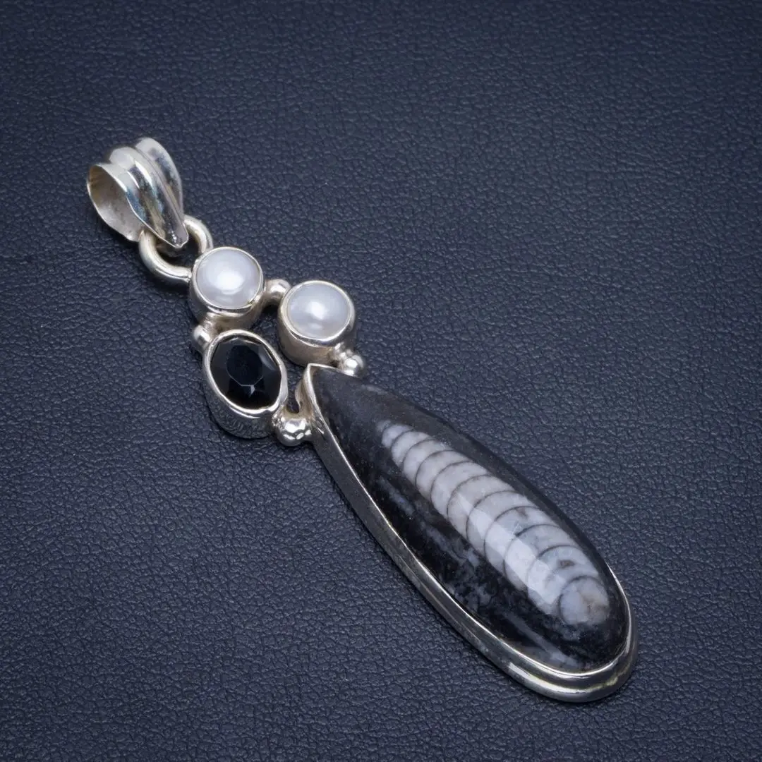 Натуральный перламутровый и черный оникс серебряная подвеска с натуральным