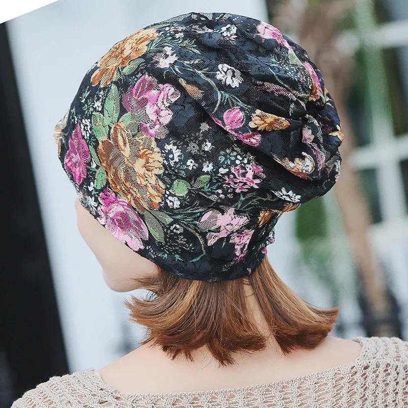 Повседневная Женская кружевная Шапка-бини в сеточку с цветами женская вязаная