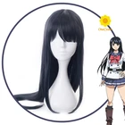 Аниме с высокой посадкой вторжение при спящем Ю Косплэй парик длинные темно-синие Черные Волосы Жаростойкие накладные волосы парик + Кепки вечерние ролевая игра реквизит