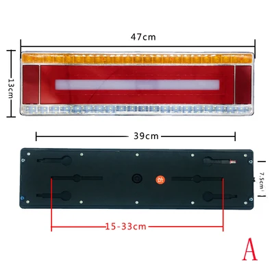 A-47cm 1Pair Led Rear Running Stop Brake Tail Ligth for 24V Heavry Truck Trailer With Water Flowing Turn Signal Marquee Horse Race Lamp - Цвет: A-47cm
