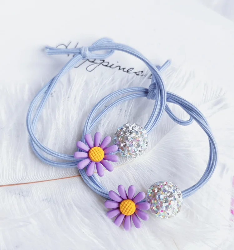 Цветочные Стразы эластичные резинки для волос веревка девочек конский хвост