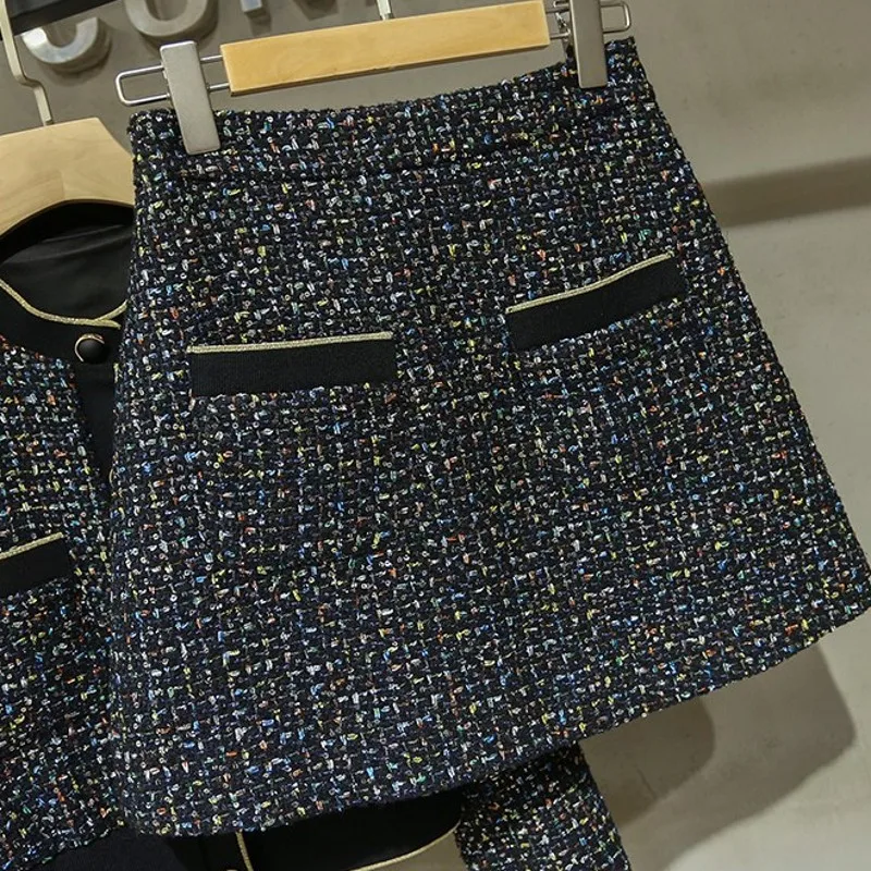 Женские осенние комплекты из двух предметов с блестками однобортные короткие