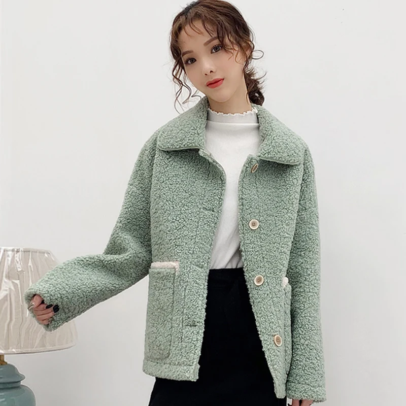 EACHIN женская зимняя куртка с мехом мода большой карман воротник лацканами длинный