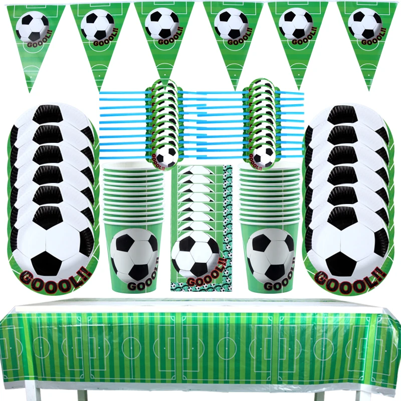 61 шт./лот набор посуды на день рождения с изображением футбольной тематики