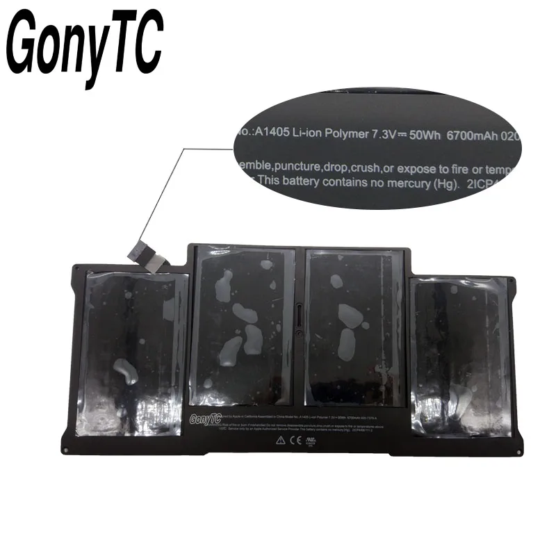 Аккумулятор GONYTC A1405 для ноутбука Apple MacBook Air 13 дюймов A1466 2012 год A1369 2011 производство |