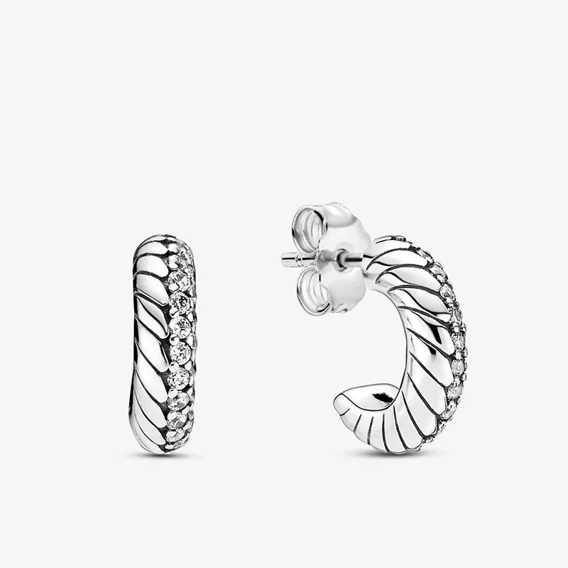 

925 Sterling Silver 2020 Autumn New Pavé Snake Chain Pattern Stud Earrings For Women New Fashion Original Earing Jewelry Gift