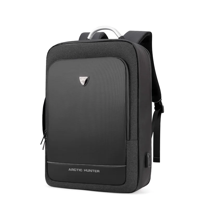 ARCTIC HUNTER 40L большой емкости мужские расширяемые рюкзаки usb зарядка Мужские 17 дюймов сумки для ноутбука Водонепроницаемый Бизнес Дорожная сумка - Цвет: Черный