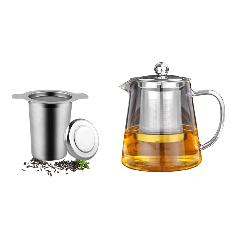 1Pcs Layer Mesh Tea Infuser Reusable Coffee Filter Fits Standard Cups Mugs Teapots &amp 1 Set Clear Glass Teapot With 304 Stainles | Дом и сад