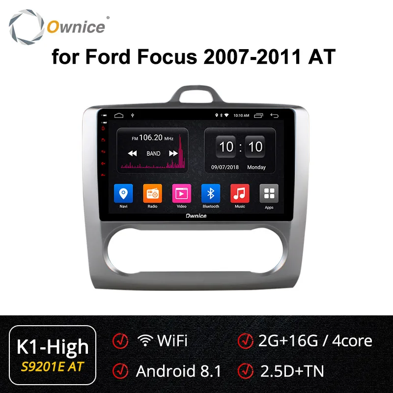S9201-2 K1-High Ownice K3 K5 K6 2DIN Android 8,1 Восьмиядерный автомобильный Радио dvd-плеер для Ford FOCUS 2007 2008 2009 2010 2011 Navi gps 4G LET DSP - Цвет: S9201-2 K1-High