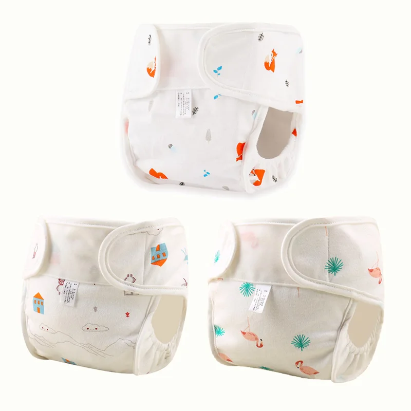 3PCS-F Herbabe 2 шт. детские штаны-подгузники 3 слоя милый новорожденных подгузники хлопок впитывающие подгузники для новорожденных Многоразовые - Цвет: 3PCS-F