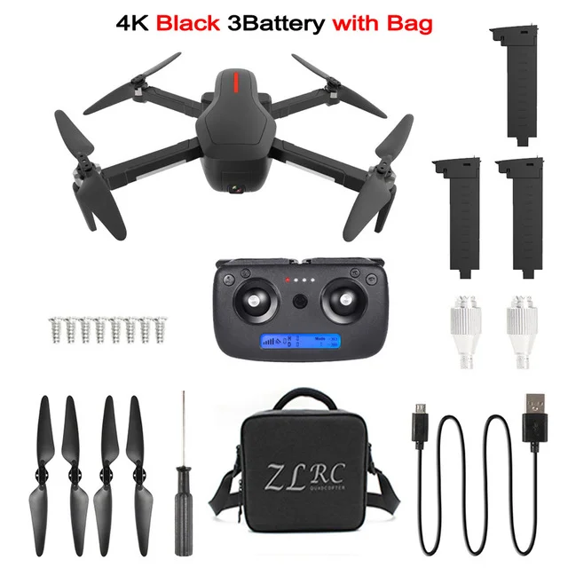 W10 4K 3BAT Bag B LAUMOX W10 Дрон gps 5G wifi FPV с камерой 4K HD бесщеточный складной RC Квадрокоптер Дрон Vs ZLRC зверь SG906 CG033 F11 - Цвет: W10 4K 3BAT Bag B