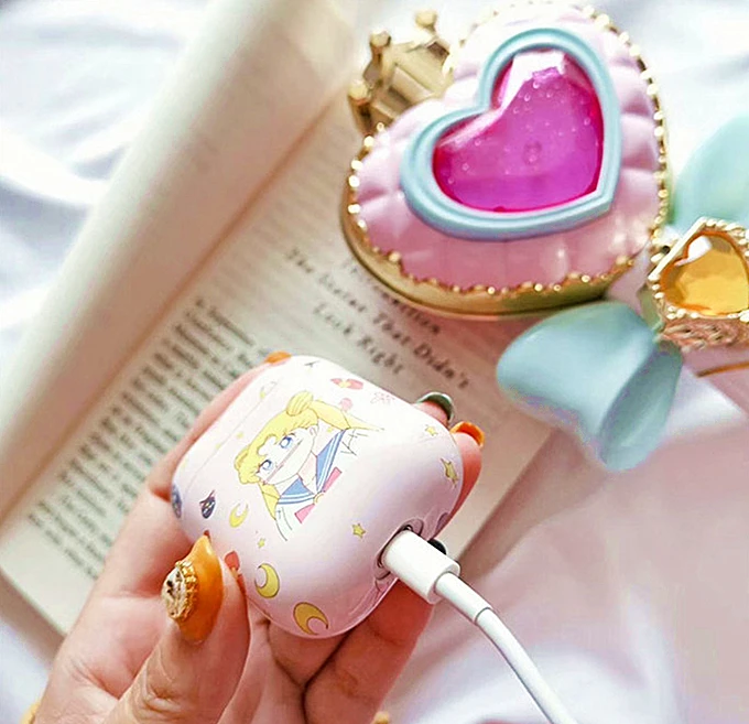 Милый розовый чехол Sailor Moon для airpods, аксессуары с героями мультфильмов для Airpods, сумка для зарядки, Bluetooth наушники, защитный чехол, чехол