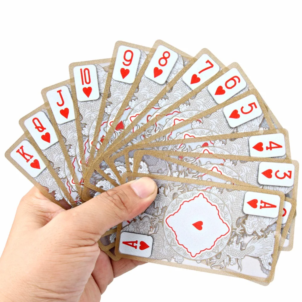Водонепроницаемые игральные карты, прозрачные ПВХ Кристаллы, Пномпень, позолоченные покерные карты из золотой фольги, игральные карты для ...
