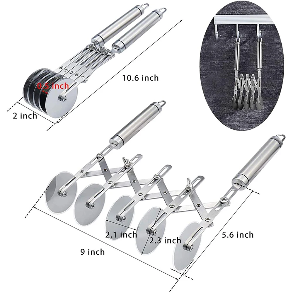 

Dough Cutter Stainless Steel Pizza 5 Wheels Cut Tools Diameter 2.3" Household Pizza Knife Cake Tool Wheel Use For Waffle Cookies