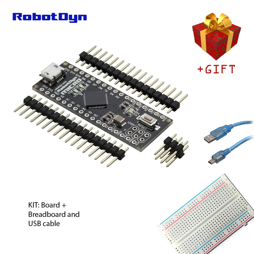 Micro ATmega32U4(5 В, 16 мГц). Контакты распаян. Совместимость с Arduino Micro и Leonardo