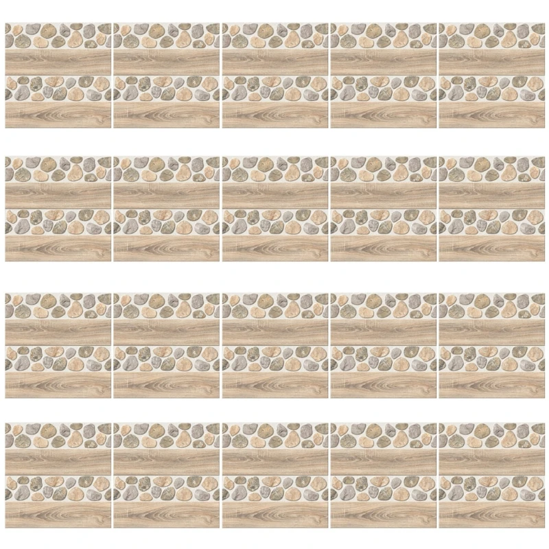 

L9BE 20pcs Imitation Wood Grain Cobblestone Tile Wall Sticker Self Adhesive Backsplash DIY Home Decoration
