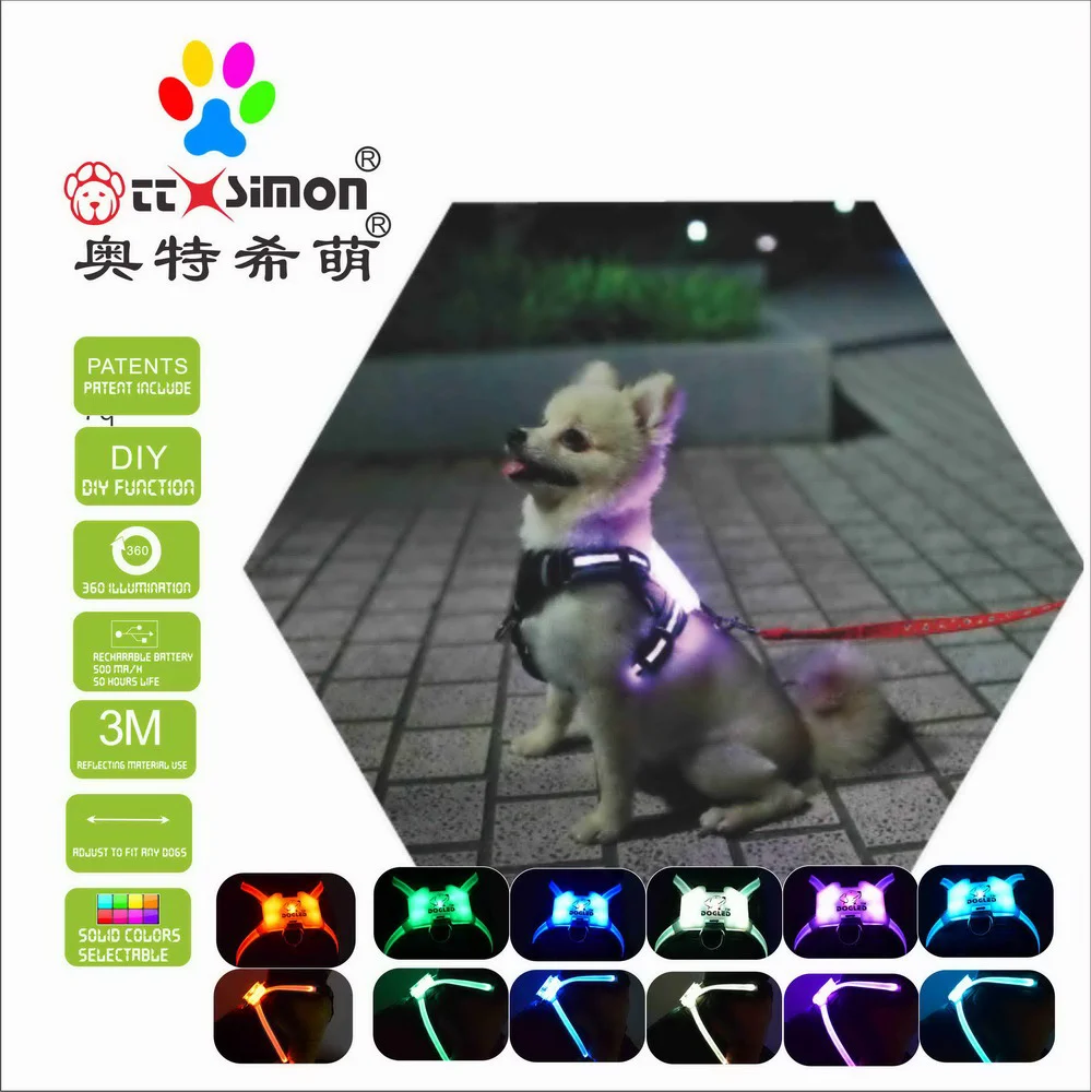 Cc simon led usb жгут для собак модный ошейник домашних животных светодиодная