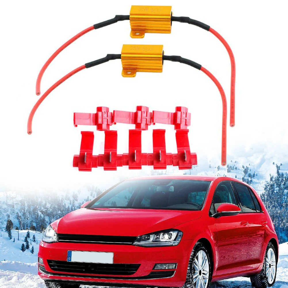 

2Pcs 25W LED Car Light Resistance Load Resistor Automobile Turn Signal Lamp Power Metal Shell Case Wirewound Resistor