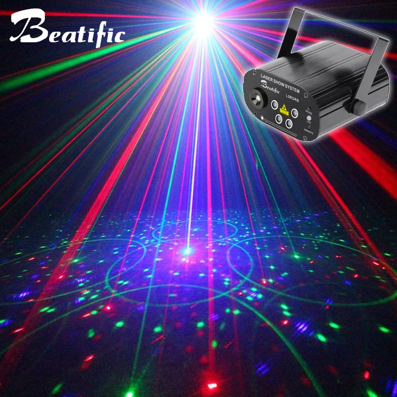 Stage DJ Karaoke Lighting Nightclub Disco Light Laser Projector for Home Party Light Music Bar Evening Club 128 Patterns