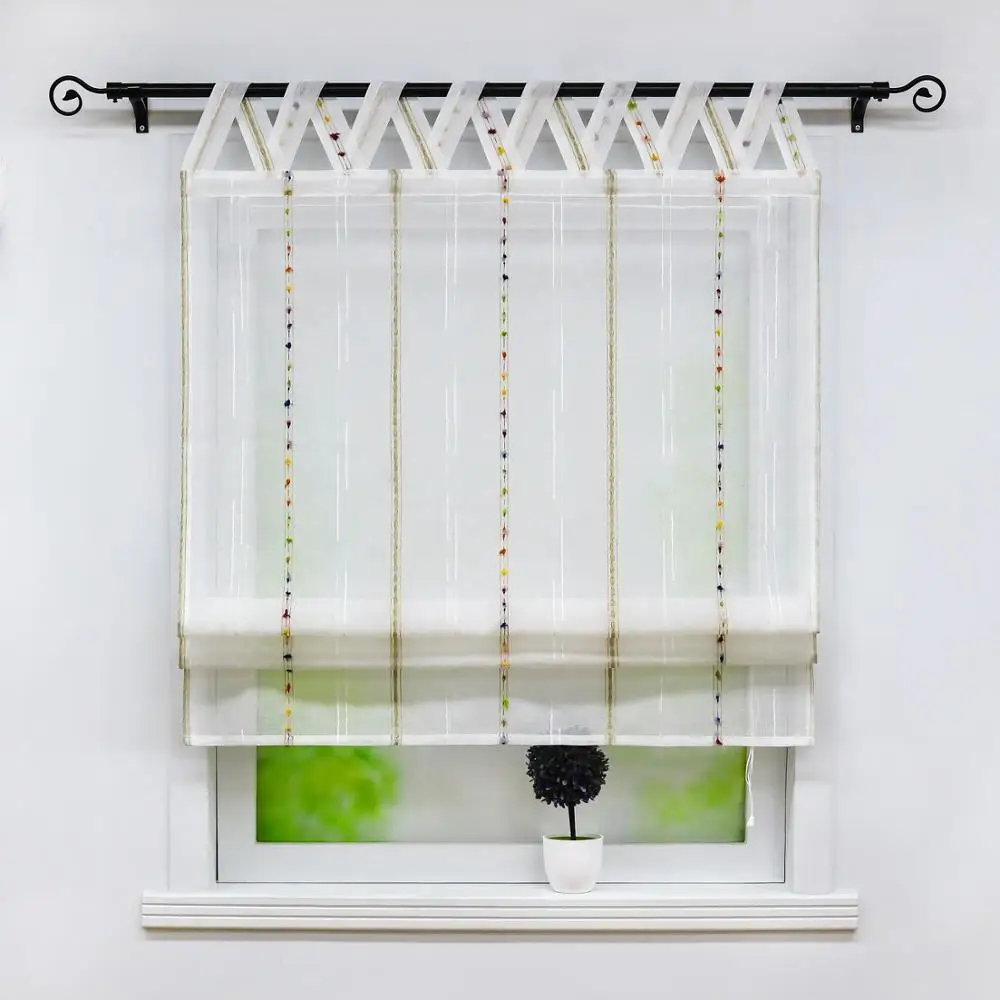 Римская занавеска в цветную полоску прозрачная оконная вуаль для балкона