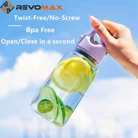 revomax no screw twist free transparent plastic water bottles bpa free summer portable tritan big belly sports travel tea cup