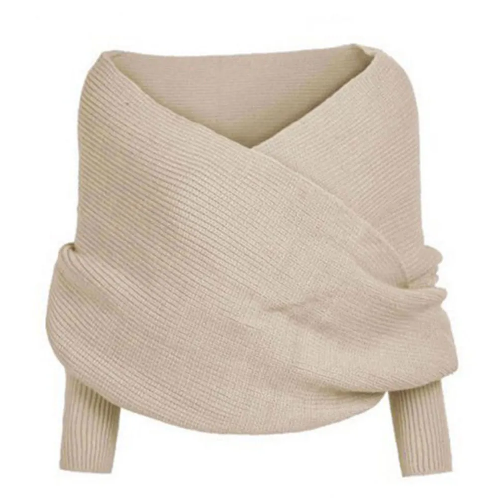 Вязаный зимний утепленный Элегантный женский однотонный шарф для вечерние