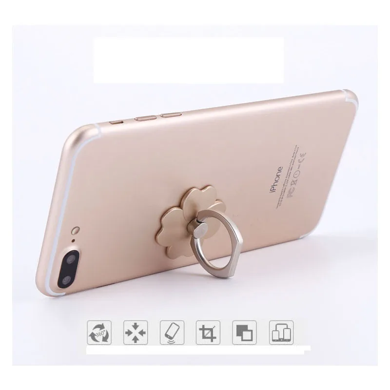 Новая мода lucky clover нескользящее металлическое кольцо на палец мобильный