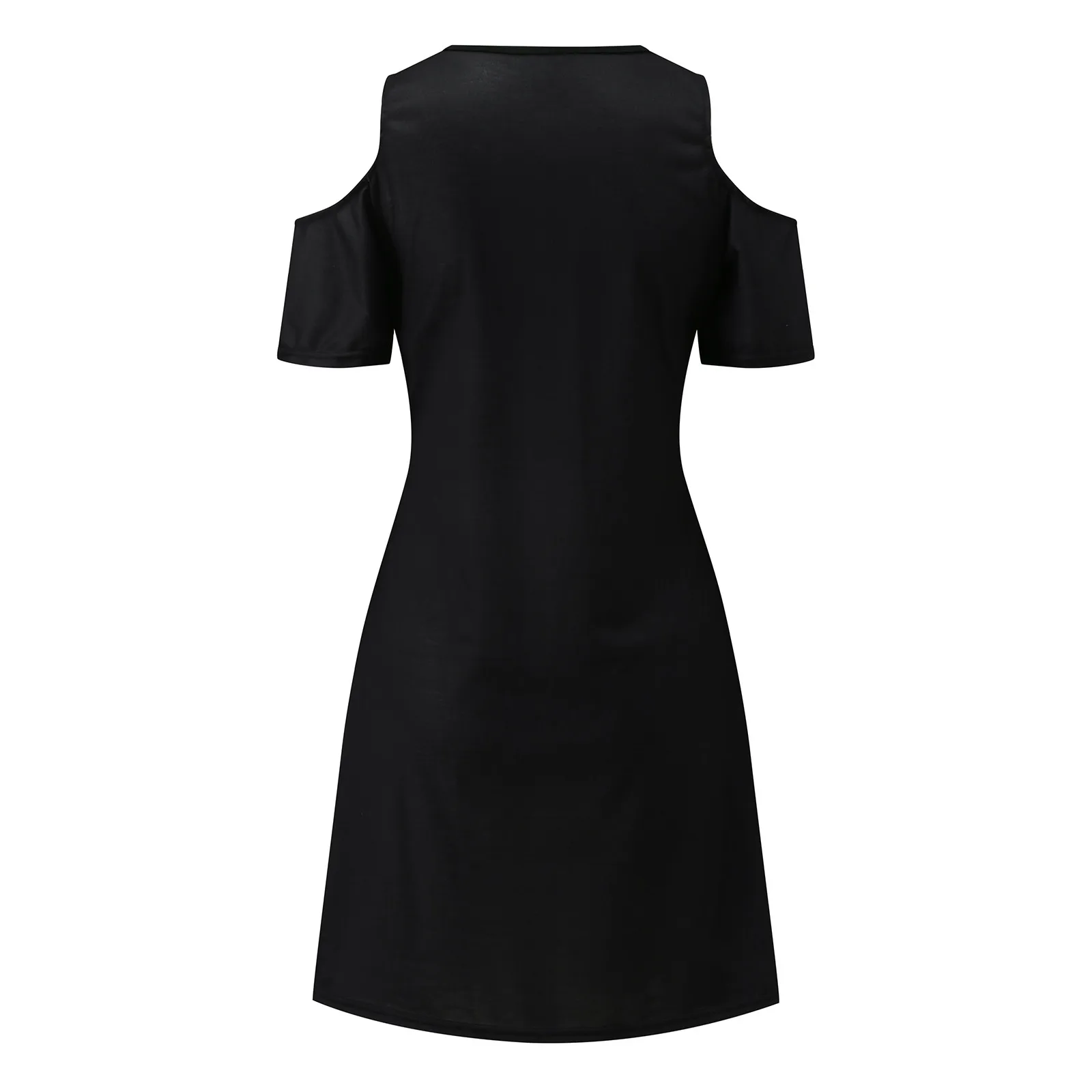 

40# Skull Printed Strapless V Neck Dress Harajuku Summer Knee-length Dresses For Women 2021 Hollow Out Loose Sundress Vestidos