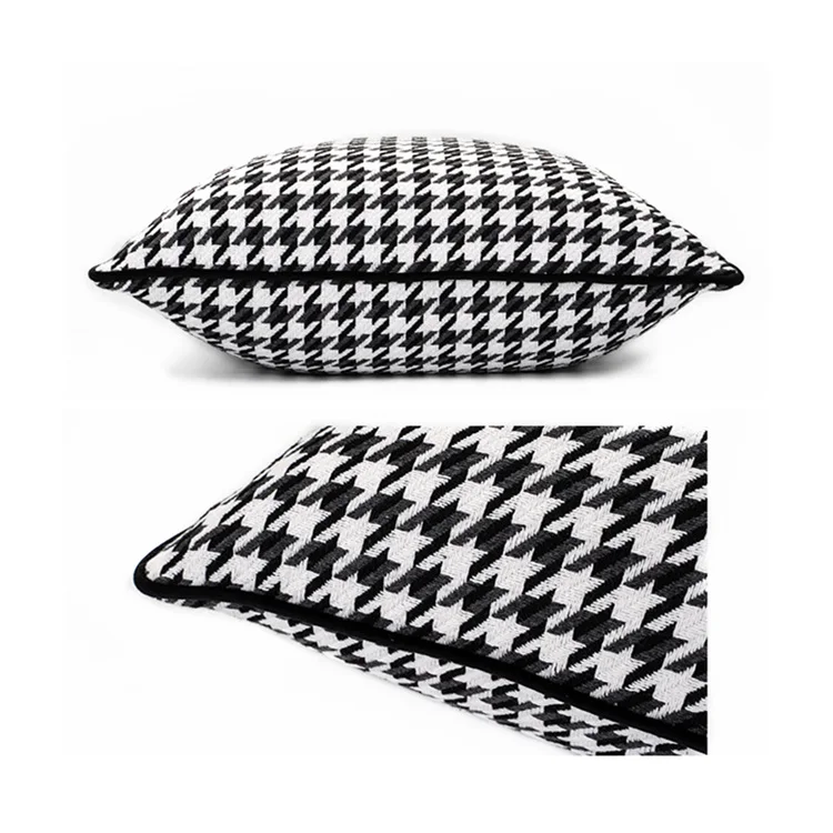 modern black white houndstooth woven jacquard home throw cushion cover decorative square pillow case 45 x 45 cm sell by pieces free global shipping