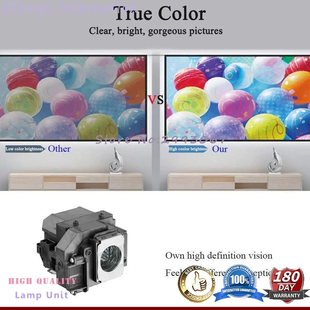 Для ELPLP58 EB-X92 EB-S10 EX3200 EX5200 EX7200 EB-S9 EB-S92 EB-W10 / EB-W9 EB-X10 EB-X9 для проектора EPSON лампа с