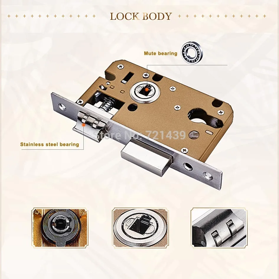 

Europen Fashion Amber Gold Interior Solid Wood Panel Handle Lock Amber White Bedroom Bookroom Kitchen Wooden Door Lock Modern