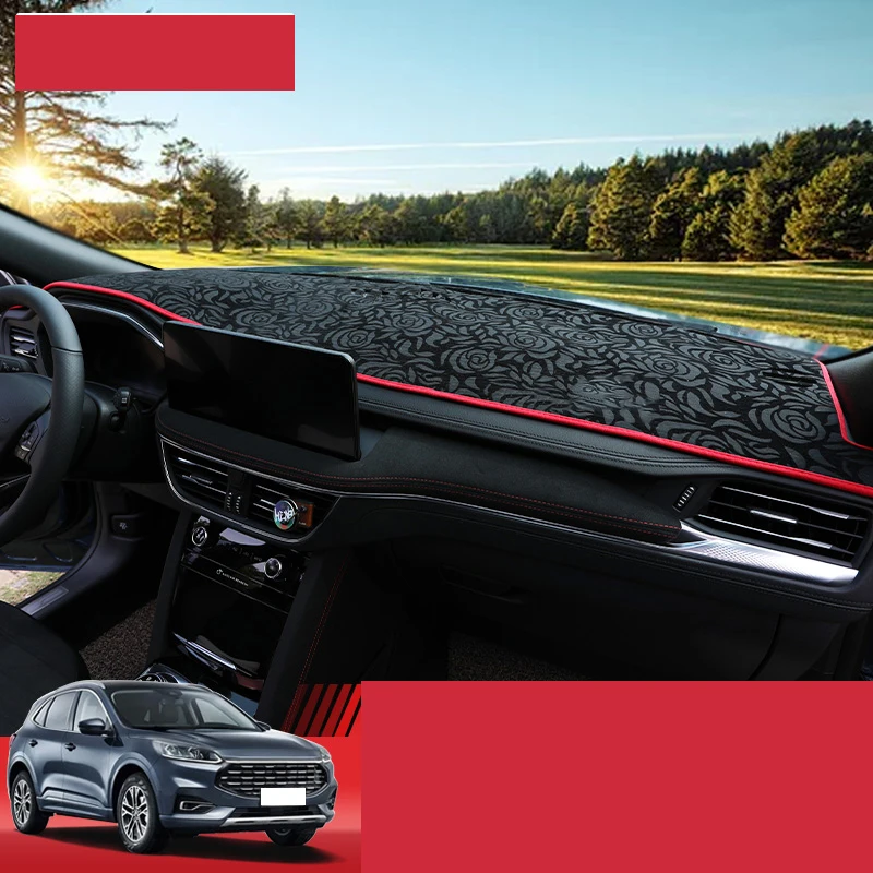 

Lsrtw2017 Polyester Leather Car Dashboard Sun Shade Mat Heat Insulation Cover for Ford Kuga Escape 2019 2020 2021 Accessories