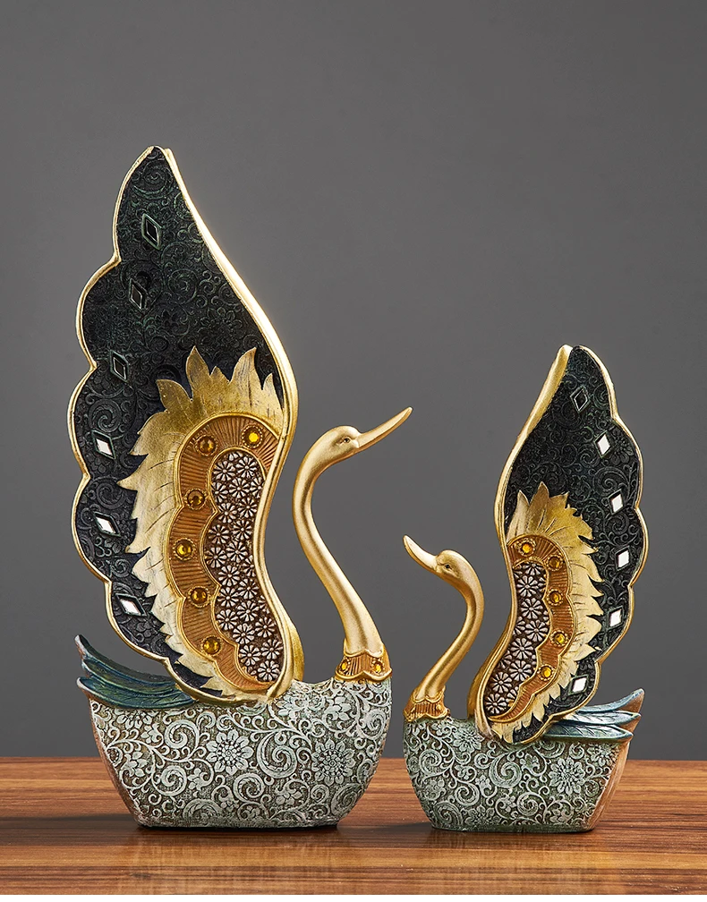 

Аксессуары для дома, спальни, офиса, стола, свадебная фигурка лебедя, Декор, рождественские украшения, статуэтки, украшения из смолы, статуэт...