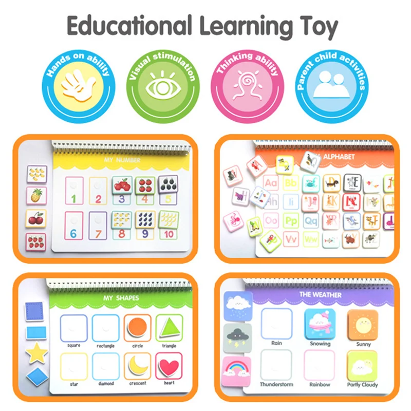 Juguete Montessori My First Busy Book para ni&ntilde;os peque&ntilde;os, libro educativo silencioso de Velcro, carpeta de actividades, tablero ocupado, juguetes de aprendizaje para ni&ntilde;os-4