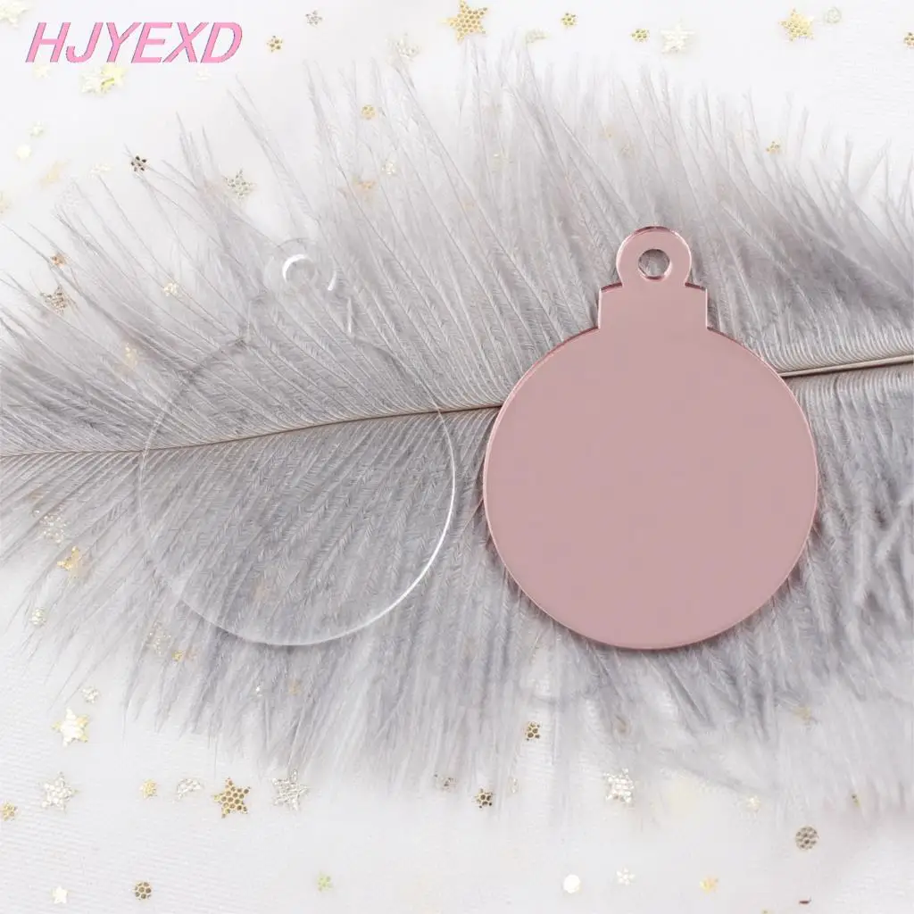 Светящиеся рождественские украшения 76 мм/101 мм брелоки с розовым зеркалом шарики