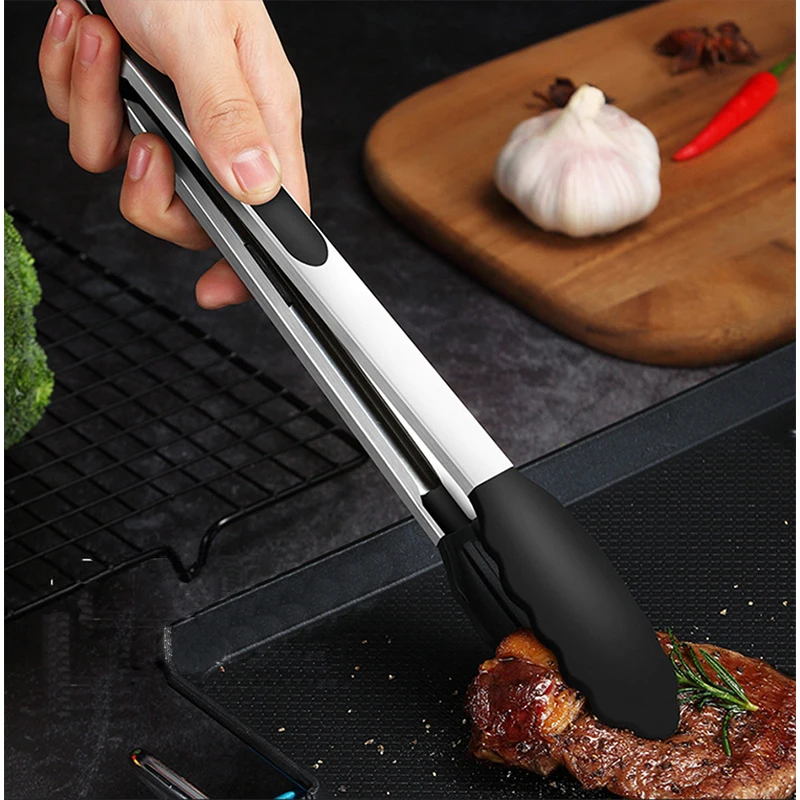 Силиконовые кухонные щипцы из нержавеющей стали нескользящий зажим для