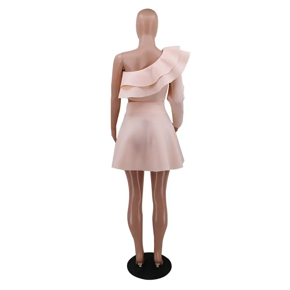 Женский комплект из двух предметов туника с длинным рукавом и оборками + мини