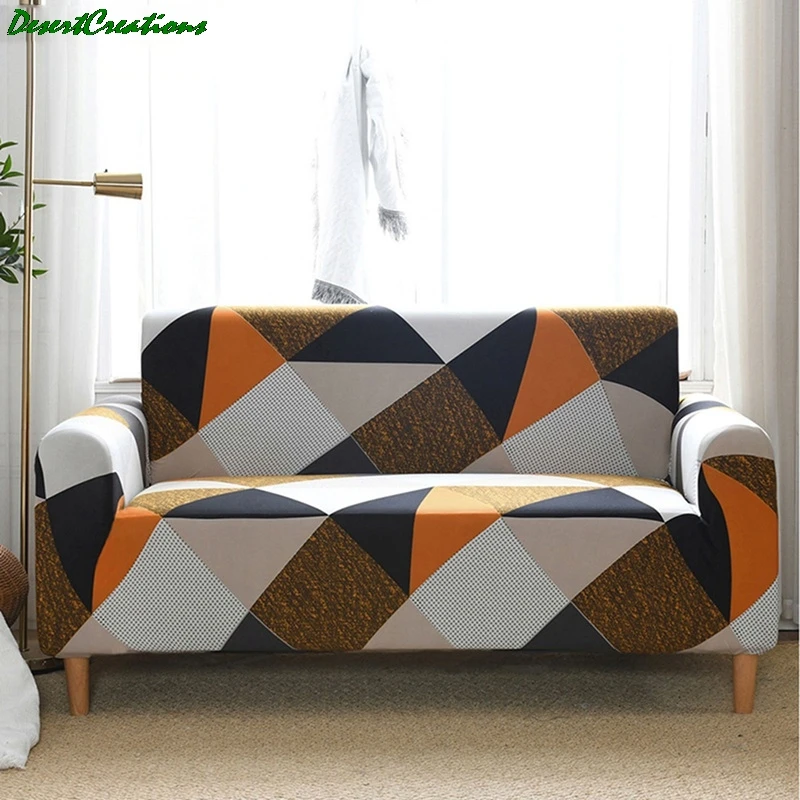 

Geometry Plaid Sofa Cover Slipcovers Stretch Sofa Covers For Living Room Elastic Couch Chair Cover Sofa Towel 2-seater