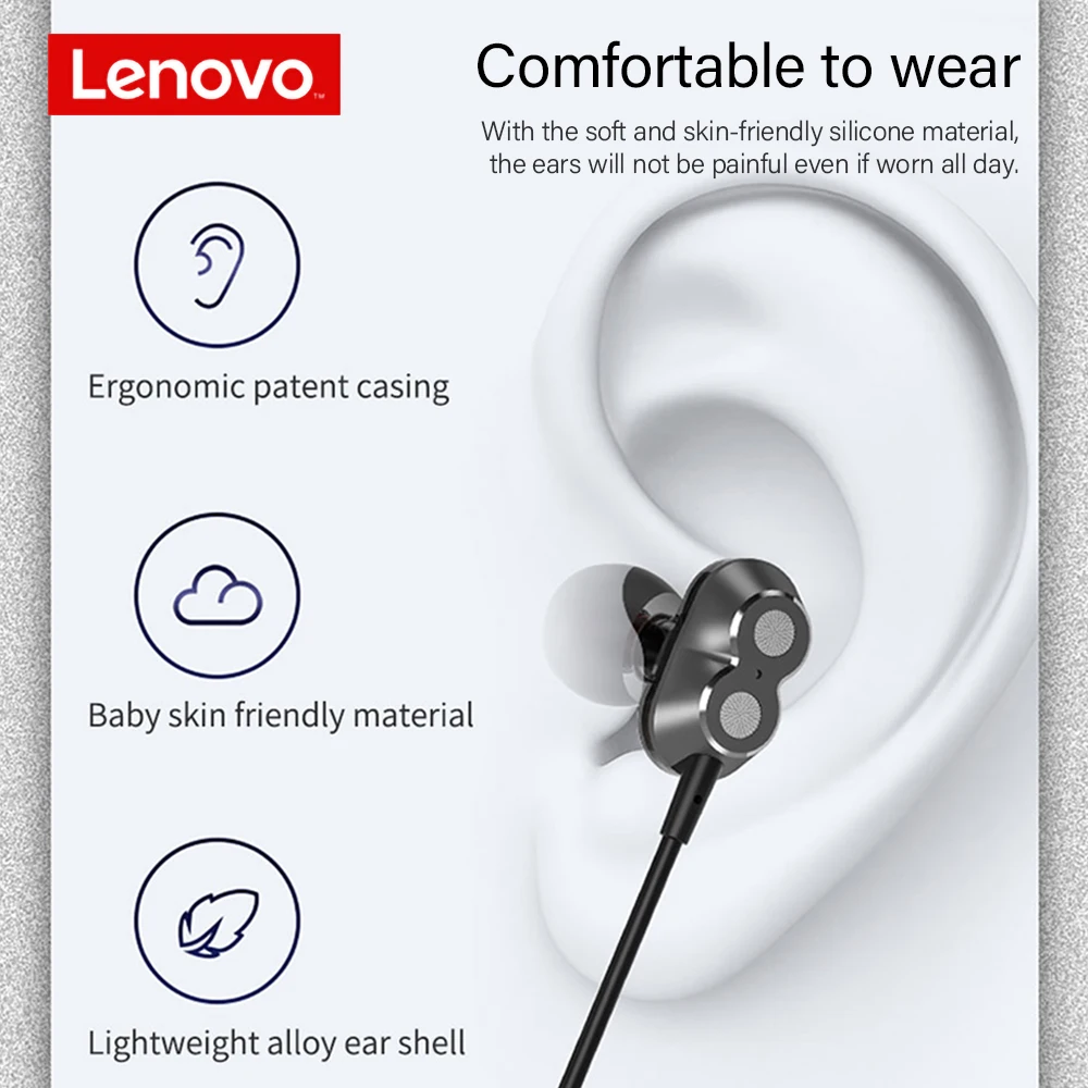 Bluetooth наушники Lenovo HE08 4 динамика с микрофоном|Наушники и гарнитуры| |