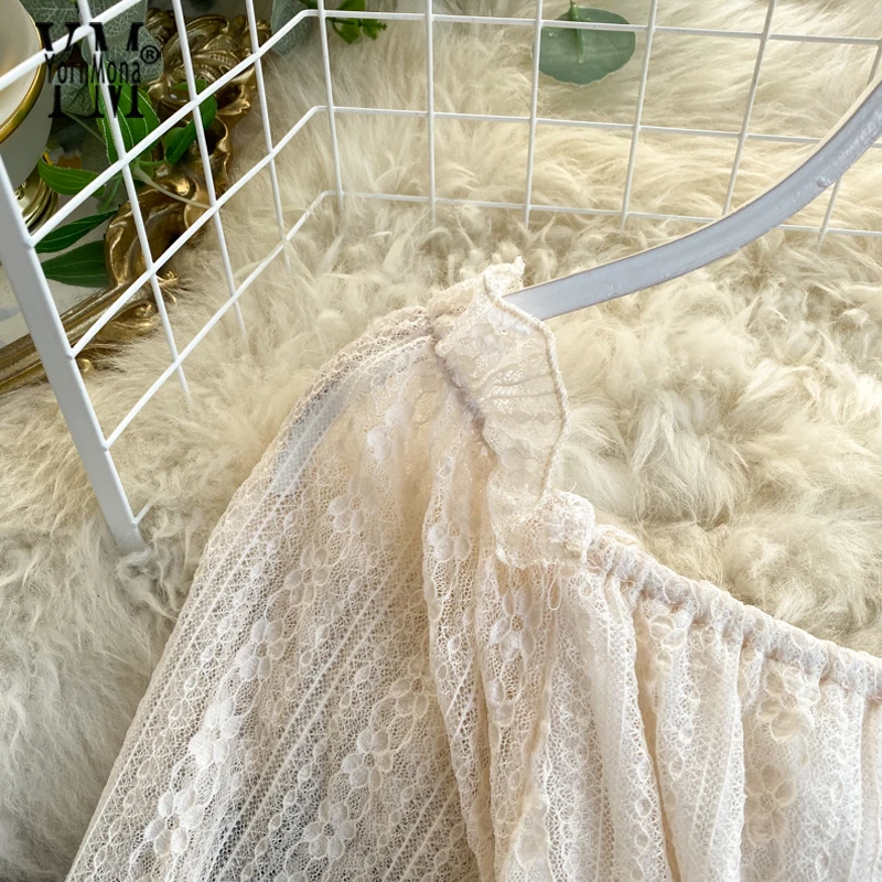 Новинка 2020 женские блузки весна-лето Модные прозрачные кружевные топы