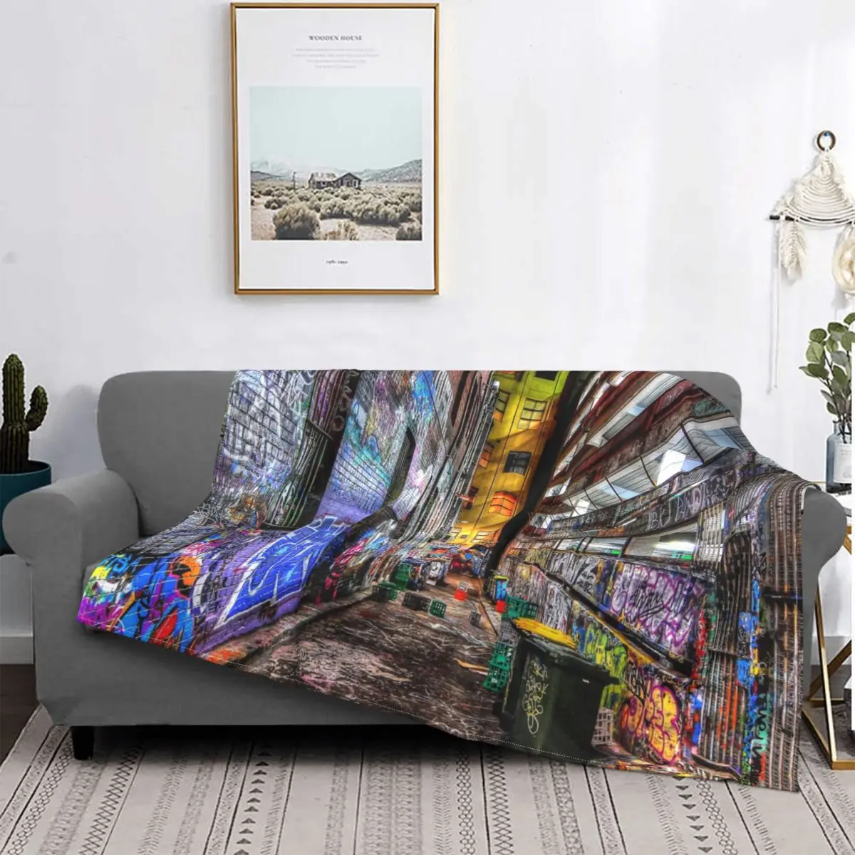 

Hosier Lane Blanket Graffiti Street Art Plush Thick Soft Flannel Fleece Throw Blanket For Sofa Bedspread Velvet Travel Decor