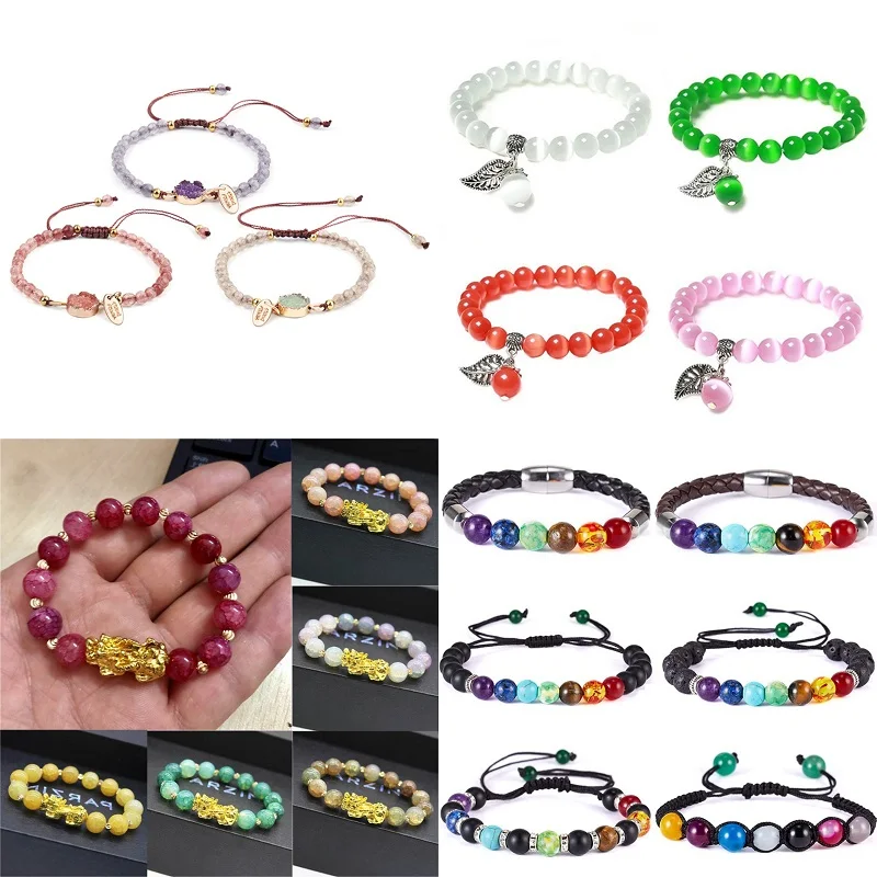 Модный браслет ручной работы Плетеный Регулируемый натуральный камень простой 4