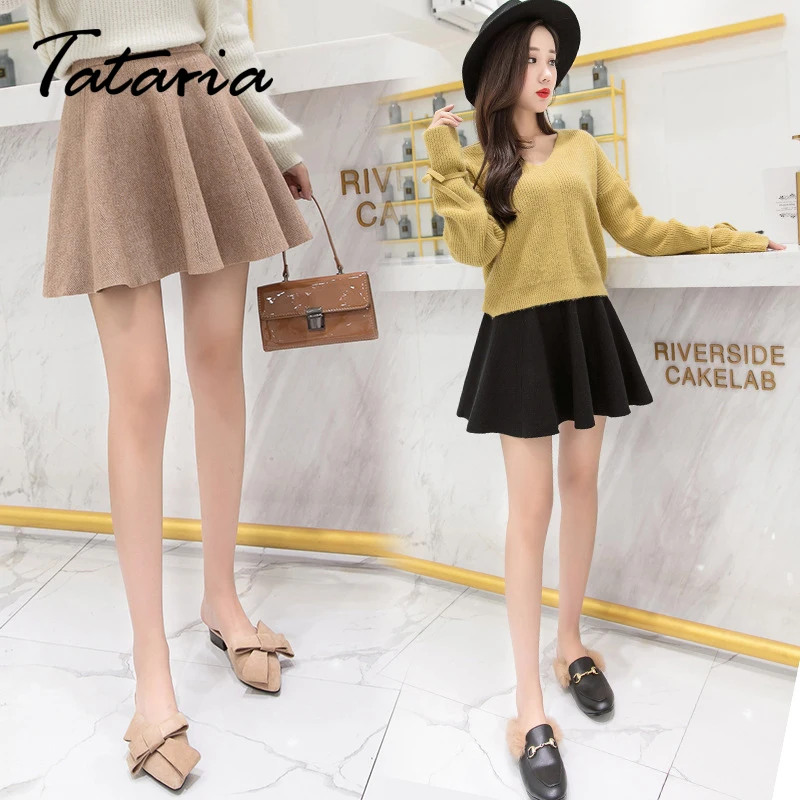 Женская юбка с высокой талией Tataria осенняя трикотажная Теплая эластичной