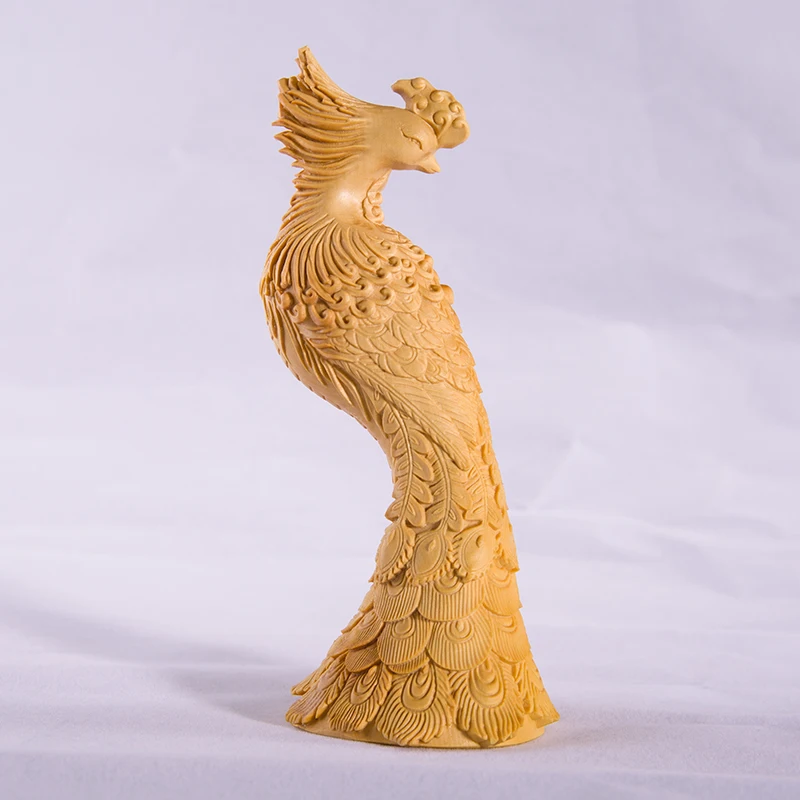 Маленькие фигурки павлинов 13 см деревянная статуя мифологии Феникса животного