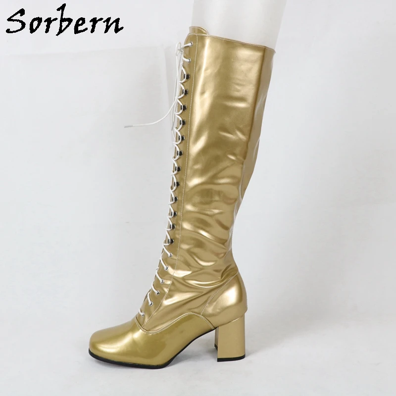 Sorbern/женские сапоги до колена на квадратном каблуке средней высоты с круглым