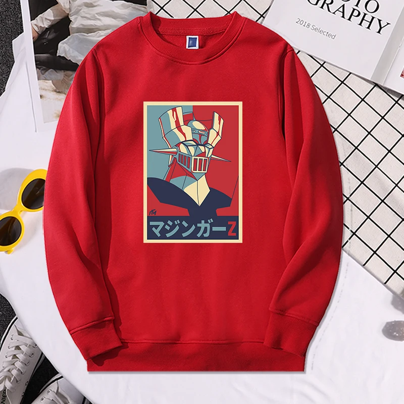 

Толстовки с капюшоном из японского аниме Mazinger Z, брендовая толстовка, мужской спортивный костюм с круглым вырезом, осенне-зимние флисовые пу...