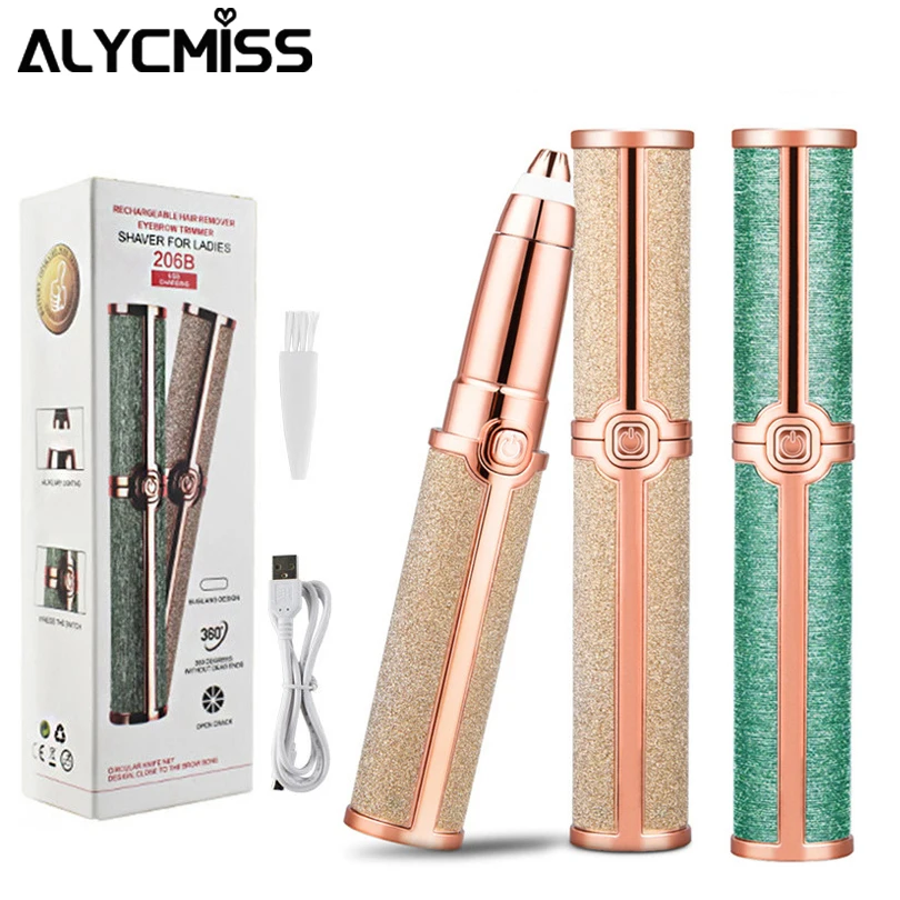 

NEW 2 in 1 Eyebrow Trimmer Facial Hair Remover for Face Lips USB Rechargeable Electric Hair Removal Epilator Shaver for Ladies